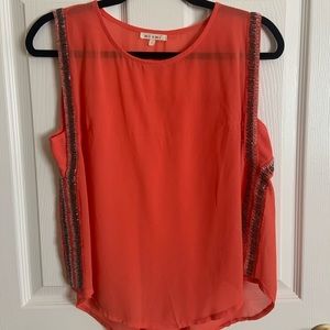 Sheer Orange Tank Top with beaded details